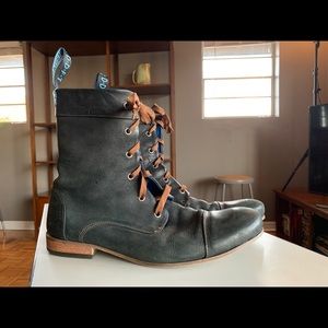 John Fluevog Mens Boots Black Blue Size 11